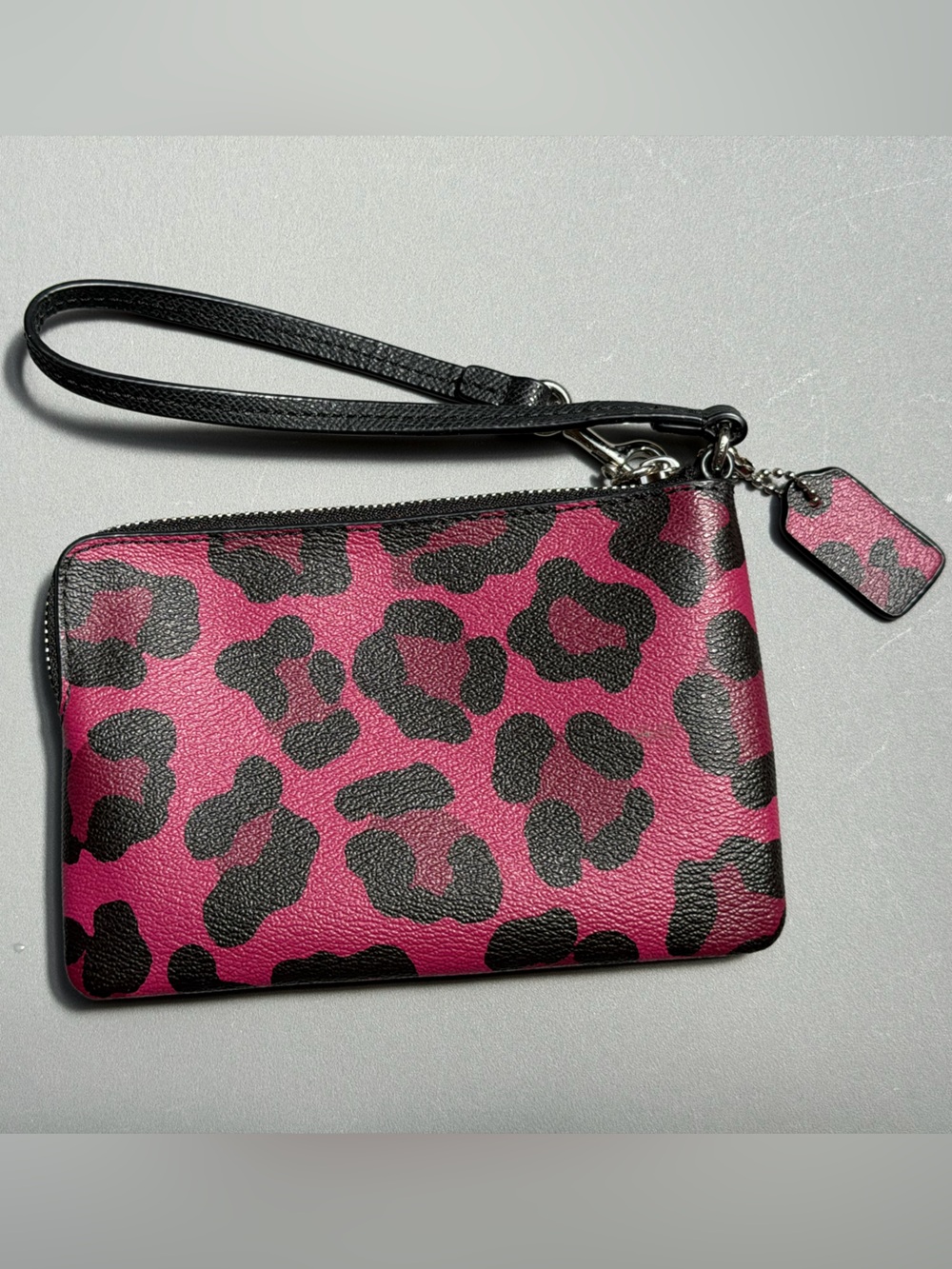 Coach Ocelot Print Corner Zip in Cranberry - Picture 3 of 7